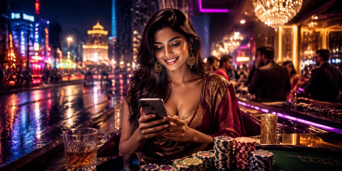 Neon lit mobile casino in Mumbai vibrant nightlife